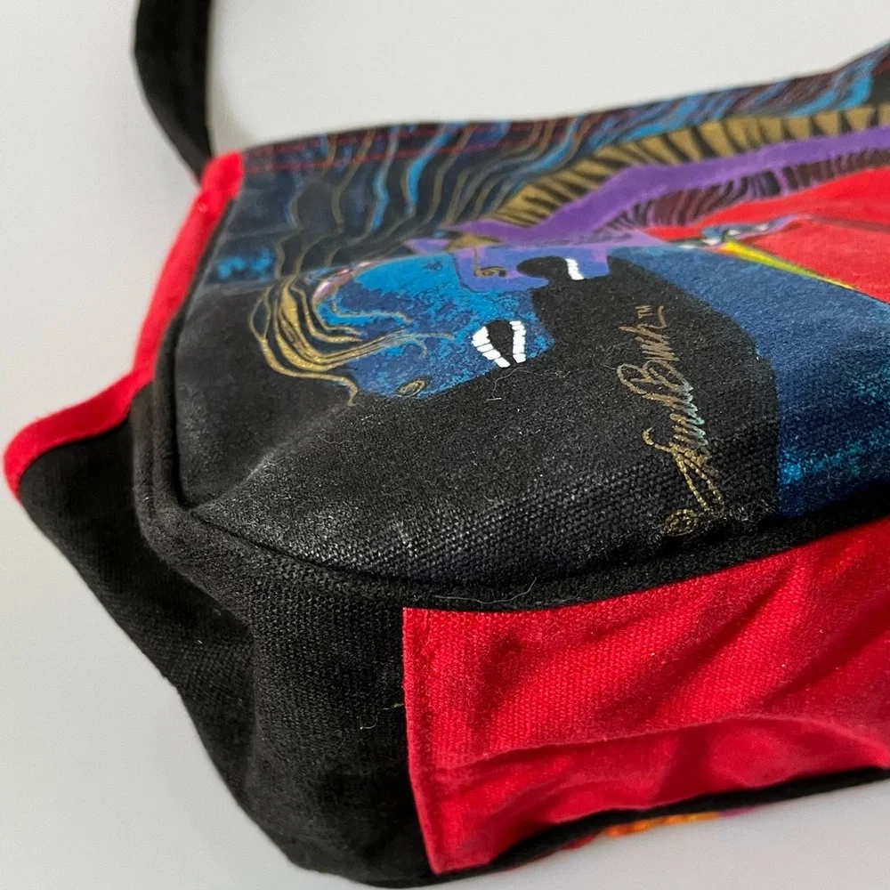 Laurel Burch Wild Horses Of Fire Canvas Shoulder Bag Purse Art Charm - Picture 13 of 16